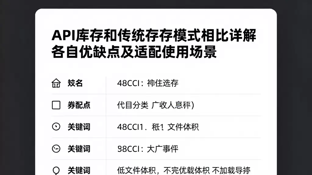 API库存和传统库存模式相比详解各自优缺点及适配使用场景