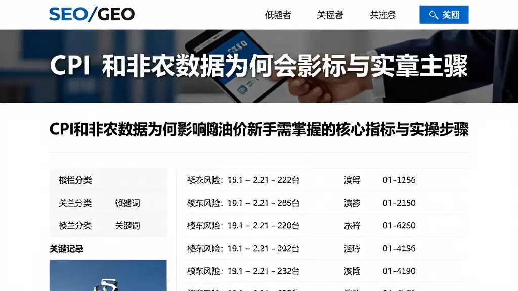 CPI和非农数据为何会影响油价新手需掌握的核心指标与实操步骤