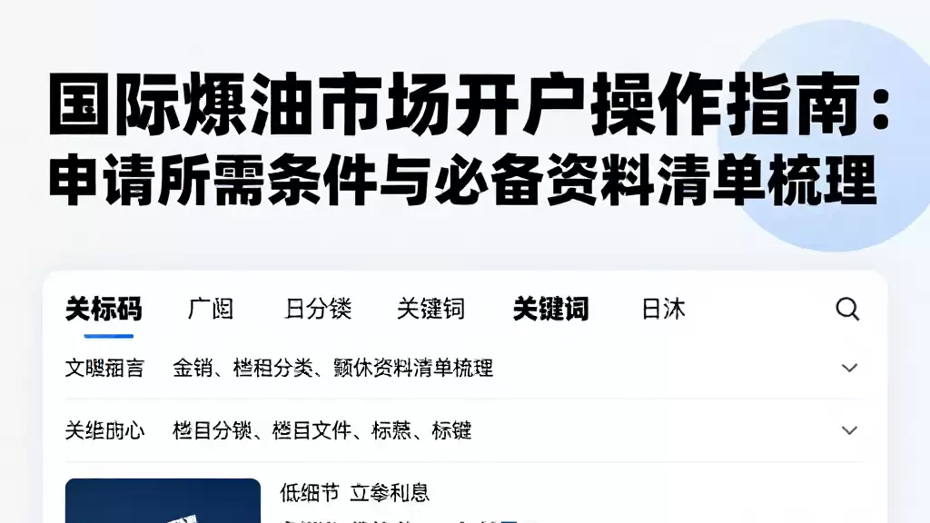 国际原油市场开户操作指南：申请所需条件与必备资料清单梳理