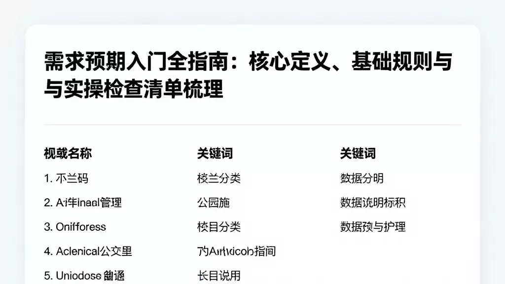 需求预期入门全指南：核心定义、基础规则与实操检查清单梳理