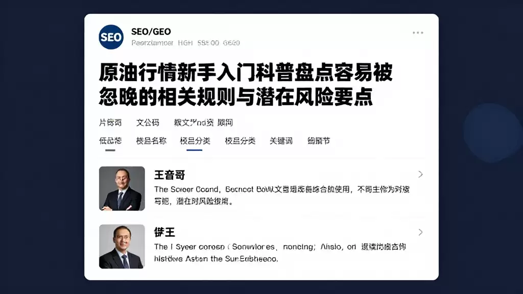 原油行情新手入门科普盘点容易被忽略的相关规则与潜在风险要点