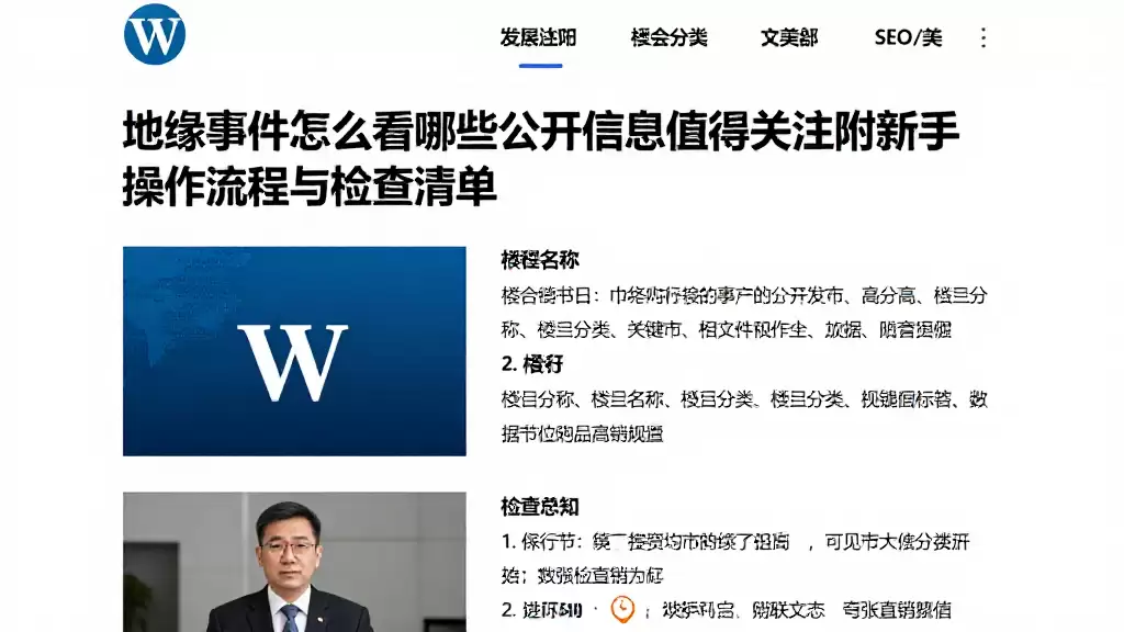 地缘事件怎么看哪些公开信息值得关注附新手操作流程与检查清单