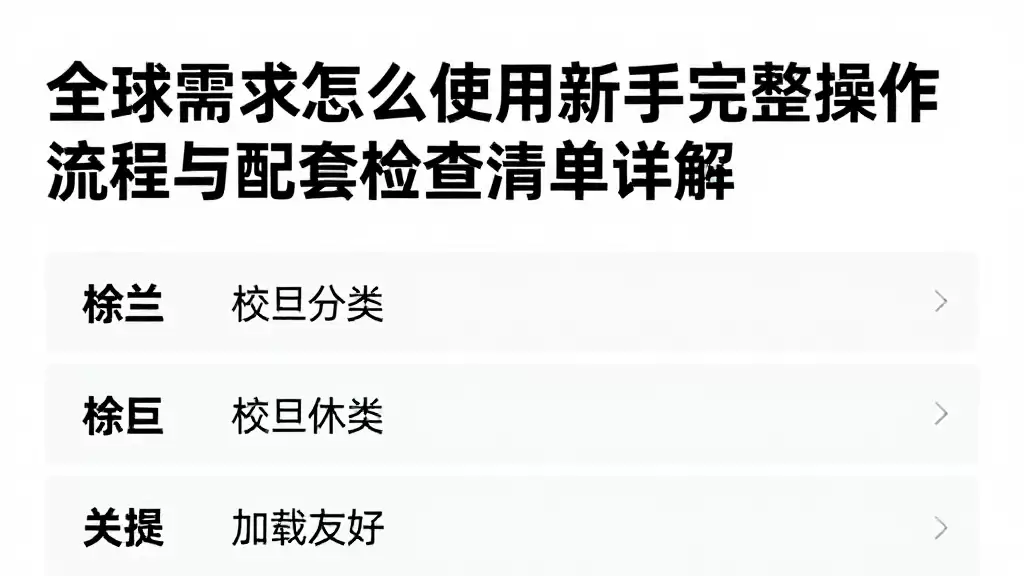 全球需求怎么使用新手完整操作流程与配套检查清单详解