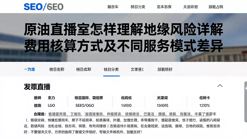 原油直播室怎样理解地缘风险详解费用核算方式及不同服务模式差异