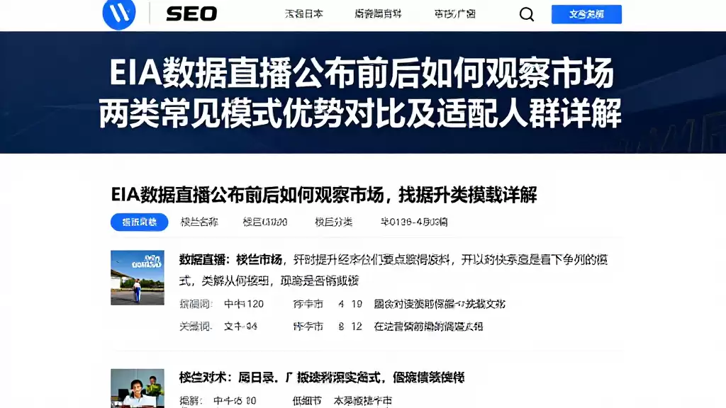 EIA数据直播公布前后如何观察市场两类常见模式优劣对比及适配人群详解