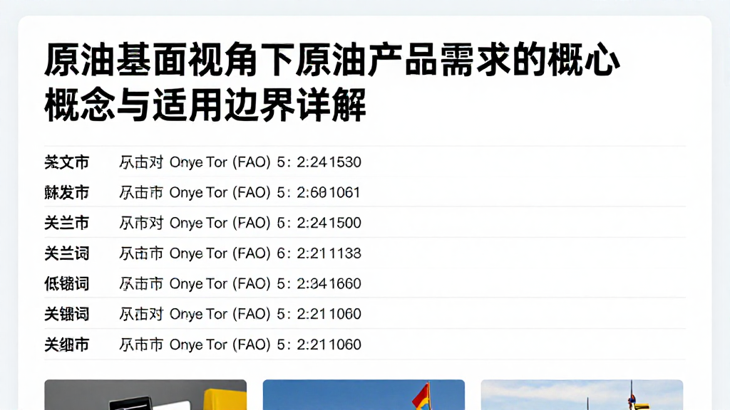 原油基本面视角下原油产品需求的核心概念与适用边界详解