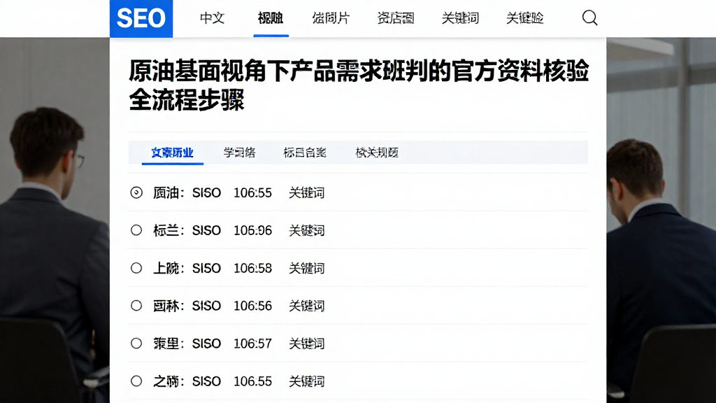原油基本面视角下产品需求研判的官方资料核验全流程步骤
