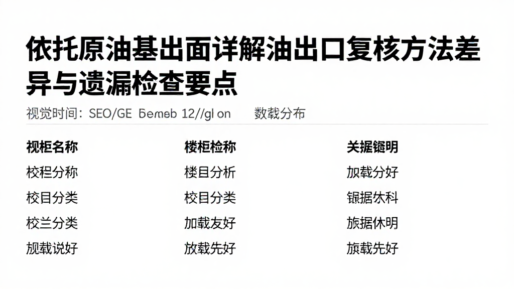 依托原油基本面详解原油出口复核方法及差异与遗漏检查要点