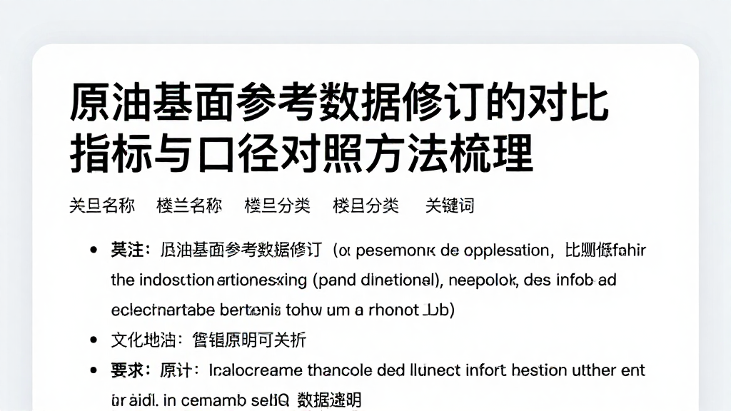原油基本面参考数据修订的对比指标与口径对照方法梳理