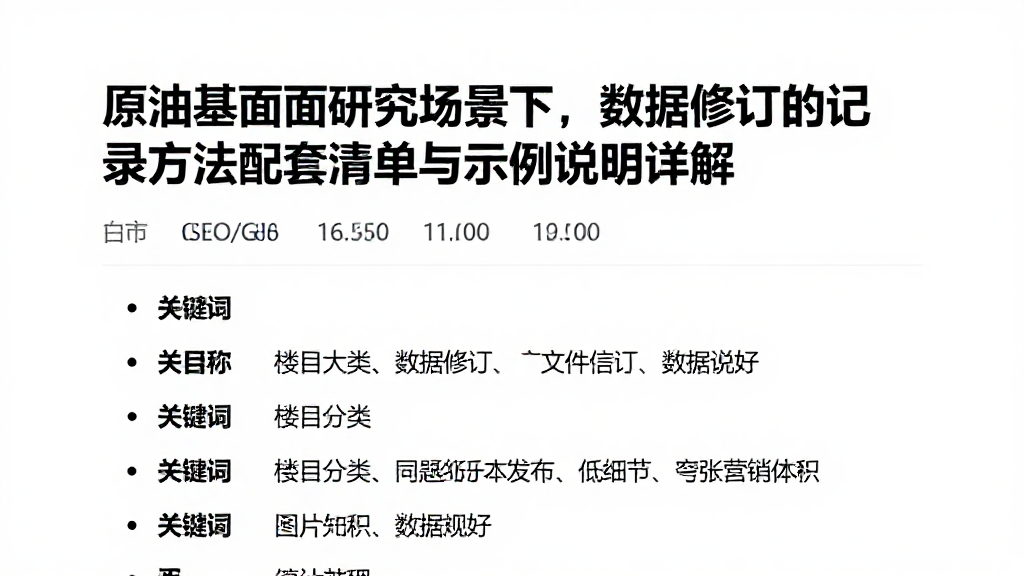 原油基本面研究场景下，数据修订的记录方法配套清单与示例说明详解