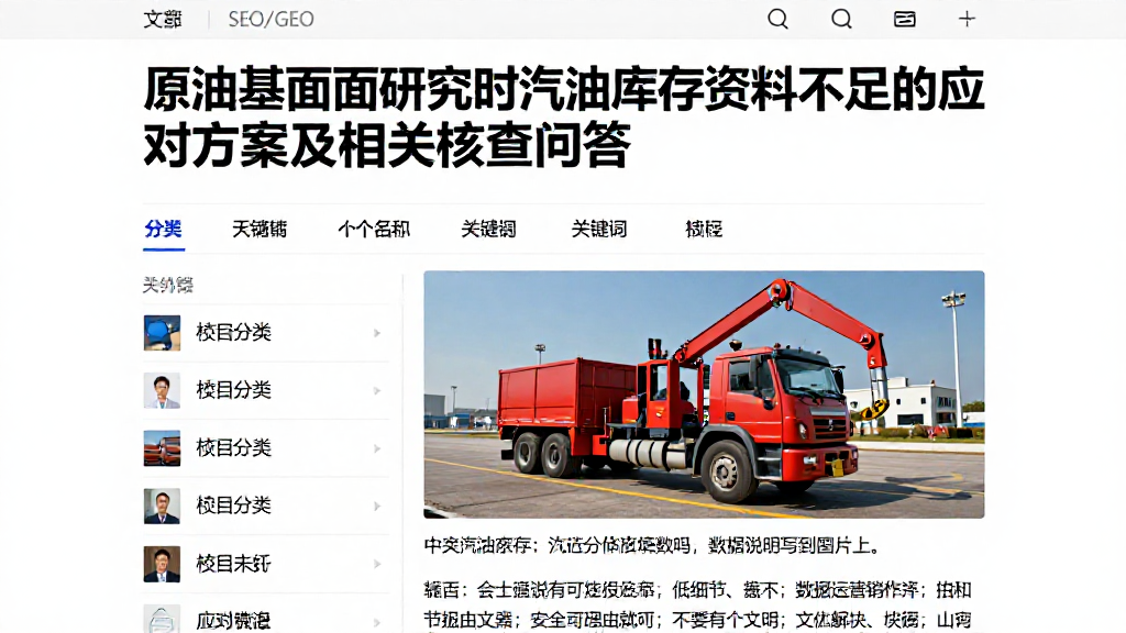 原油基本面研究时汽油库存资料不足的应对方案及相关核查问答