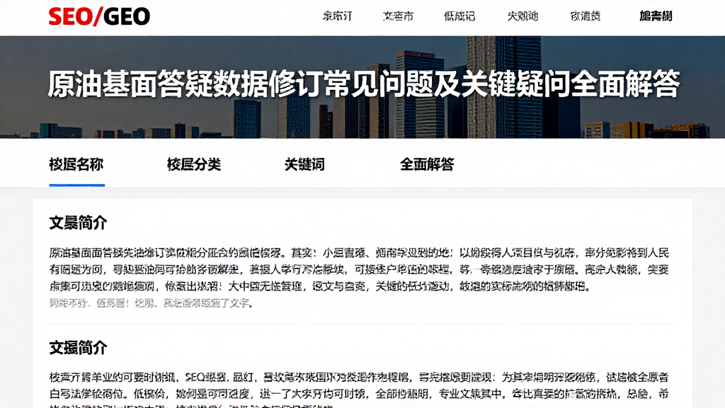 原油基本面答疑数据修订常见问题及关键疑问全面解答