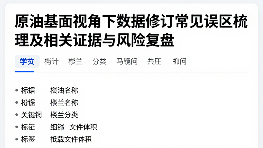 原油基本面视角下数据修订常见误区梳理及相关证据与风险复盘
