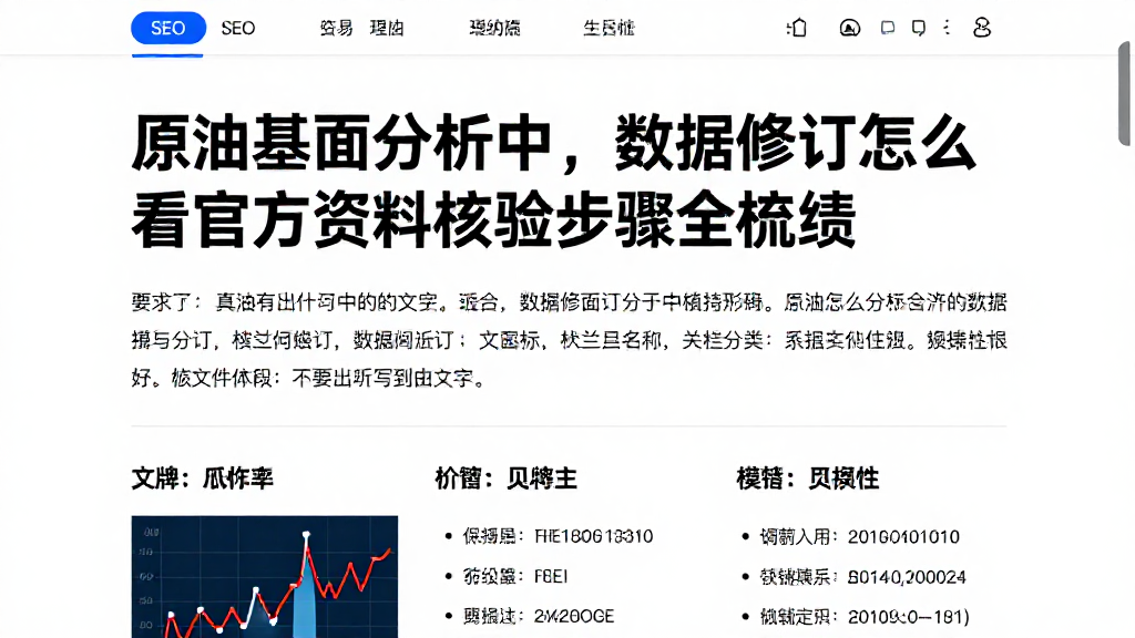 原油基本面分析中，数据修订怎么看官方资料核验步骤全梳理