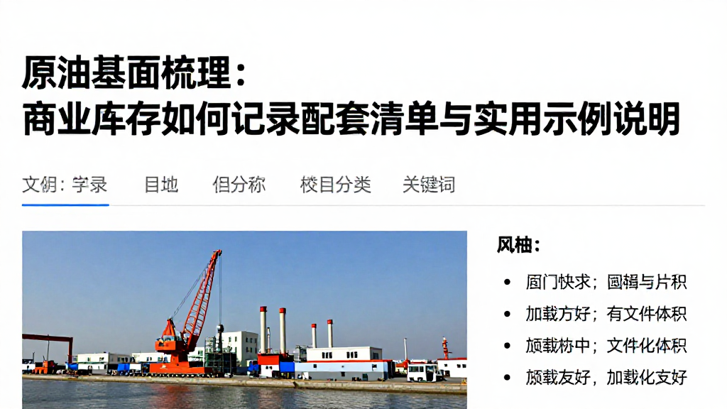 原油基本面梳理：商业库存如何记录配套清单与实用示例说明