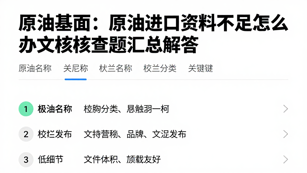 原油基本面：原油进口资料不足怎么办相关核查问题汇总解答